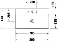 Vorschau: Duravit DuraSquare Waschtisch 80x47cm, ohne Überlauf, mit Wondergliss, mit nicht verschließbarem Ablaufventil, weiß 23538000791