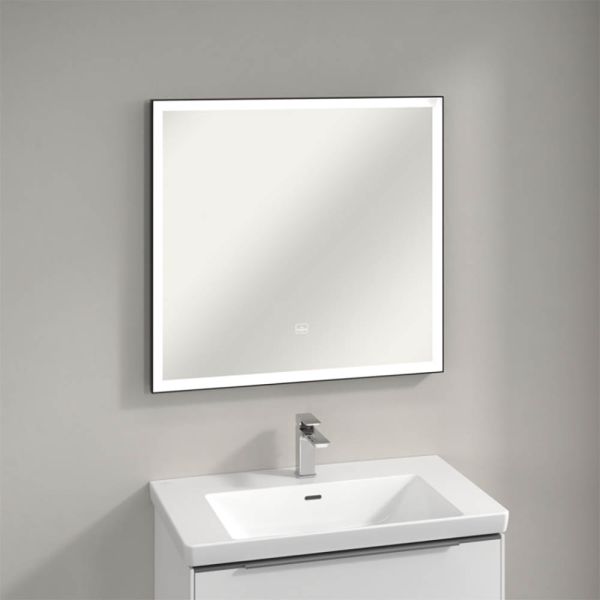 Villeroy&Boch Subway 3.0 LED-Spiegel, 80x75cm, mit Sensordimmer, schwarz matt A46380BC