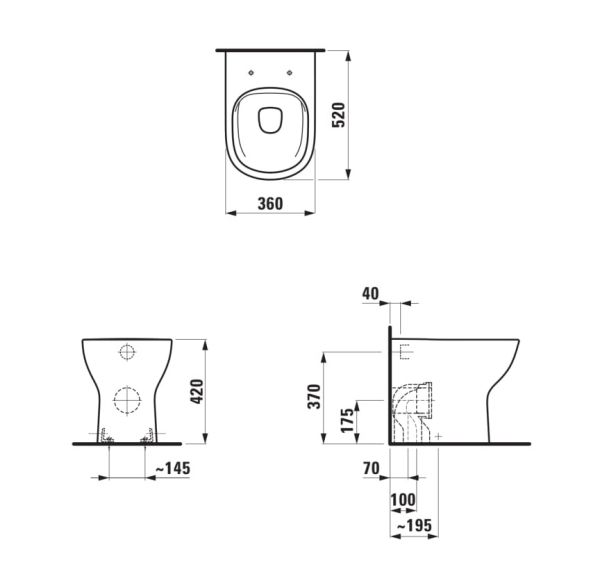 Laufen Lua Stand-WC, Tiefspüler, Abgang variabel