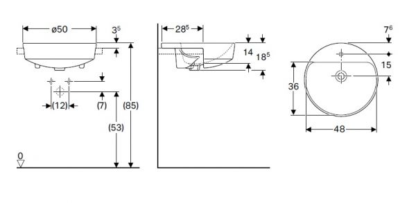 Geberit VariForm Halbeinbauwaschtisch mit 1 Hahnloch, mit Überlauf, rund, weiß_0