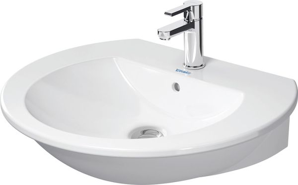 Duravit Darling New Waschtisch halbrund 65x55cm, mit Hahnloch, mit Überlauf, WonderGliss, weiß 26216500001