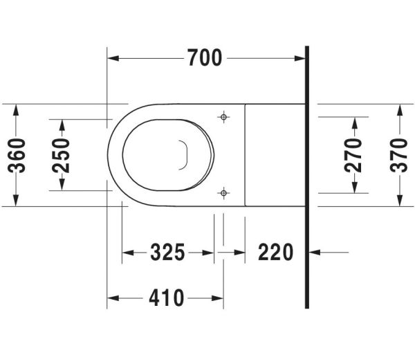 Duravit Starck 3 Wand-WC 70x36cm, oval, barrierefreie Ausführung, WonderGliss, weiß