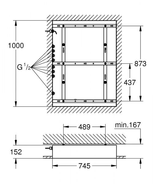 Grohe Rainshower® F-Series 40" Rohbau-Set für AquaSymphony Deckenbrause