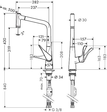 Hansgrohe Metris M71 Einhebel-Küchenmischer 320 mit Ausziehbrause, 2jet