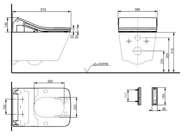 TOTO WASHLET™ SX EWATER+ inkl. Fernbedienung, weiß