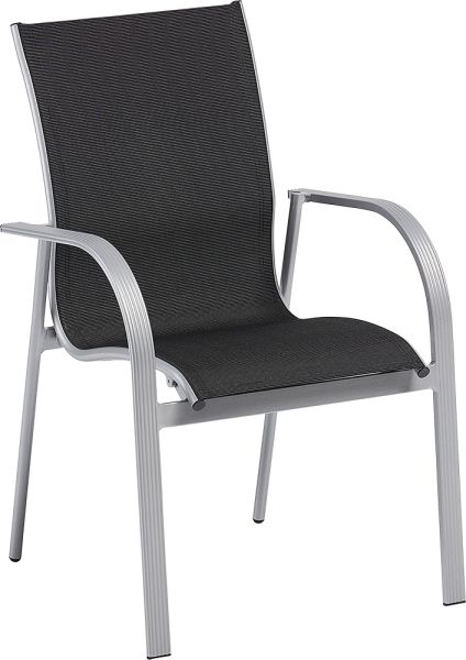 KETTLER Tampa Stappelsessel mit Armlehnen, silber/charcoal