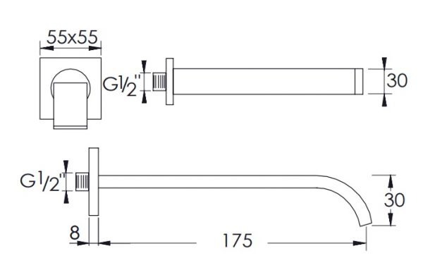 Steinberg Serie 135 Wand-Auslauf für Waschtisch oder Wanne mit Schwallauslauf, chrom