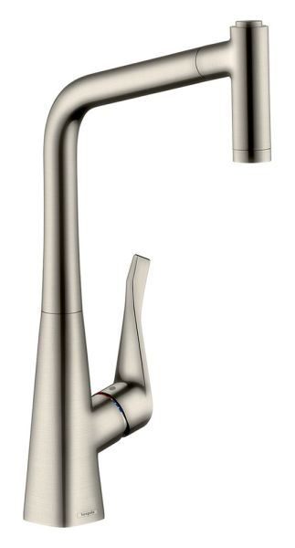 Hansgrohe Metris M71 Spültischmischer 320, mit Ausziehbrause, 2jet, edelstahl-optik 14780800