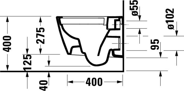 Duravit Viu Wand-WC 48x37cm, eckig, rimless, Durafix, weiß