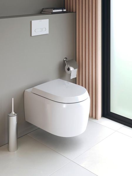 Duravit Qatego Wand-WC 57cm, Tiefspüler, spülrandlos, Abgang waagerecht, HygieneGlaze, weiß 2556092000