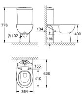 Vorschau: Grohe Bau Keramik Stand-WC für Kombination, weiß