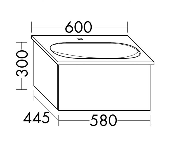 Burgbad Essence Waschtischunterschrank 58cm passend zu Grohe Essence 3956800H, 1 Auszug