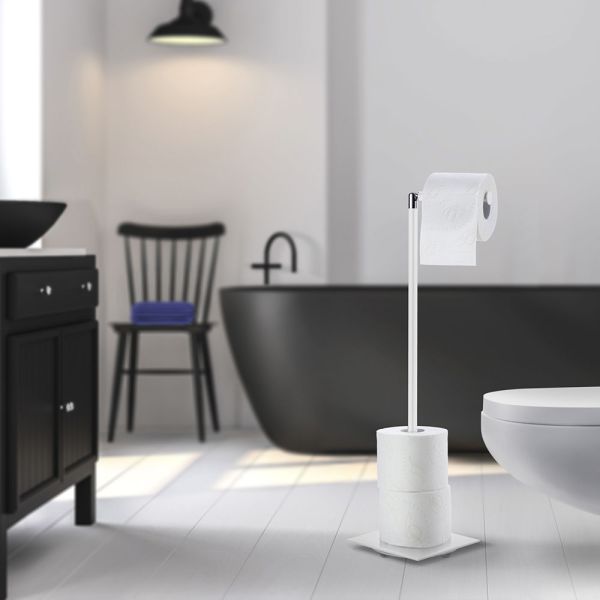 Smedbo Outline Lite ToilettenpapierhalterReservepapierhalter eckig, freistehend, weiß FX636