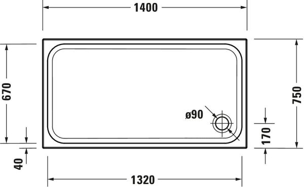 Duravit D-Code Duschwanne 141,5x76,5cm, Sanitäracryl, weiß