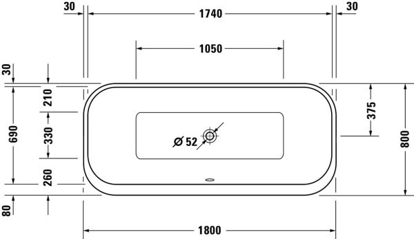 Duravit Happy D.2 Plus freistehende Badewanne rechteckig 180x80cm, weiß