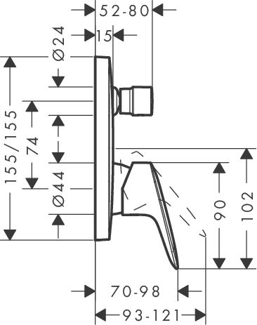 Hansgrohe Logis Einhebel-Wannenmischer Unterputz mit integrierter Sicherungskombination, chrom