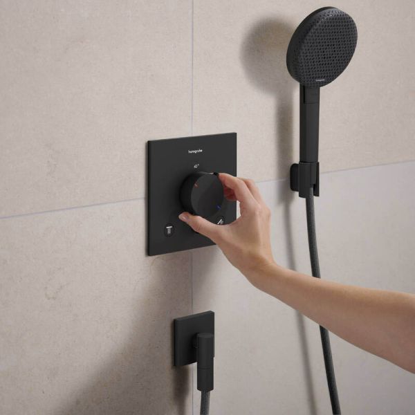 hansgrohe Ecostat Comfort E Thermostat Unterputz für 2 Funktionen, schwarz matt