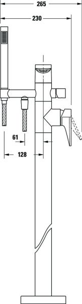 Duravit Tulum Einhebel-Wannenmischer bodenstehend, schwarz, TU5250000046 technische Zeichnung