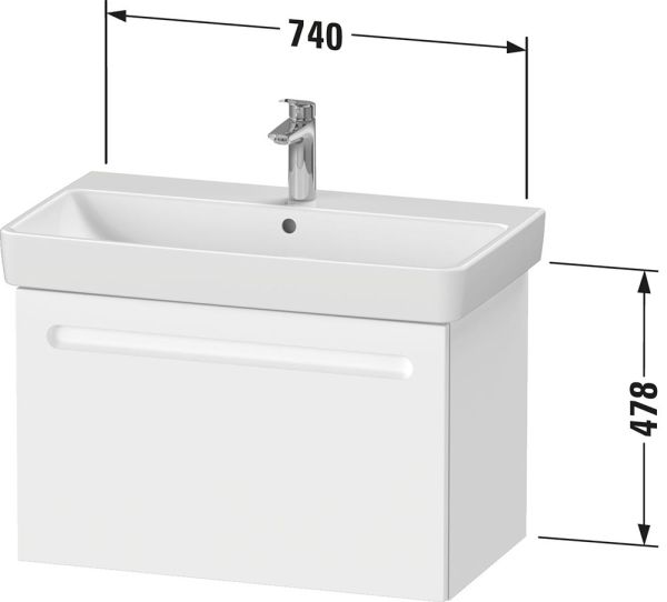 Duravit No.1 Waschtischunterschrank 74cm zu Waschtisch 237580, 1 Auszug mit Innenschublade