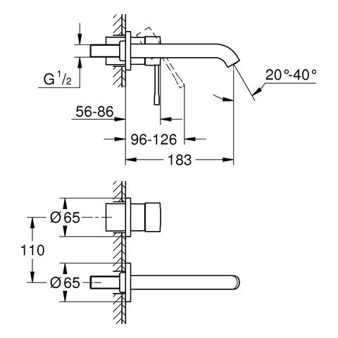 Grohe Essence 2-Loch-Waschtischbatterie Ausladung 183mm, cool sunrise gebürstet