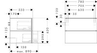 Vorschau: hansgrohe Xilesa E Waschtischunterschrank 78x55cm für Konsole, 2 Schubkästen, grifflos