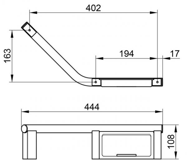 Keuco Plan Haltegriff ,135°, rechte Ausführung