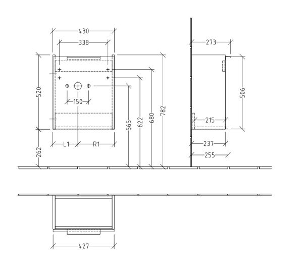 B8840 Villeroy&Boch Architectura Waschtischunterschrank 43x52x25,5cm