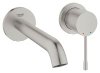 Grohe Essence 2-Loch-Waschtischbatterie, Ausladung 183mm, wassersparend, supersteel 29192DC1