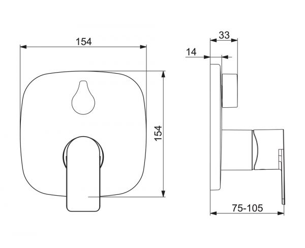 Hansa Hansastela Wannen- und Brausebatterie Fertigset mit Sicherungseinrichtung, soft edge, chrom