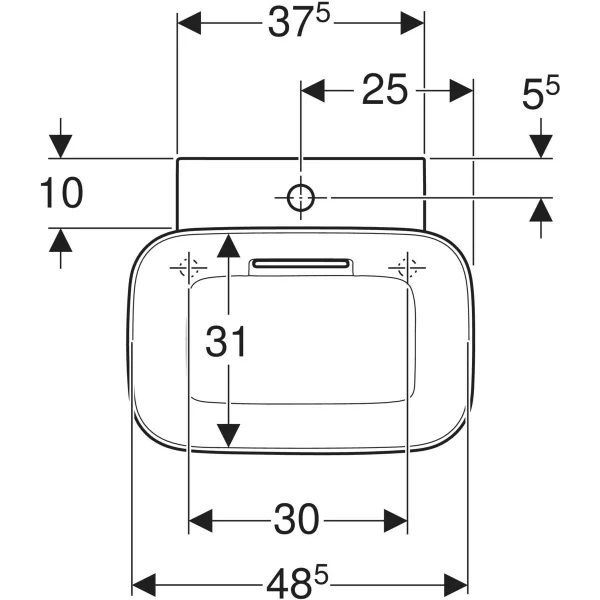 Geberit ONE Aufsatzwaschtisch Schalenform 50x43cm, CleanDrain