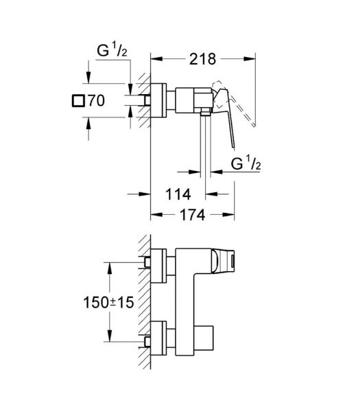 Grohe Eurocube Duscharmatur Aufputz, eckig