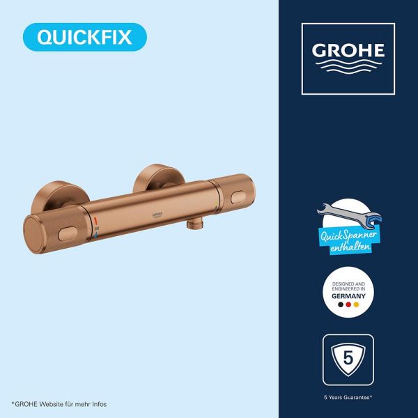Grohe Precision Feel Thermostat-Brausebatterie mit ProGrip Rändelstruktur, warm sunset gebürstet