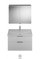 Vorschau: Burgbad Eqio Badmöbel-Set 103cm, Spiegelschrank, Keramik-Waschtisch und WT-Unterschrank, weiß hochglanz, Griff schwarz matt SFAN103F2009C0001G0200 2
