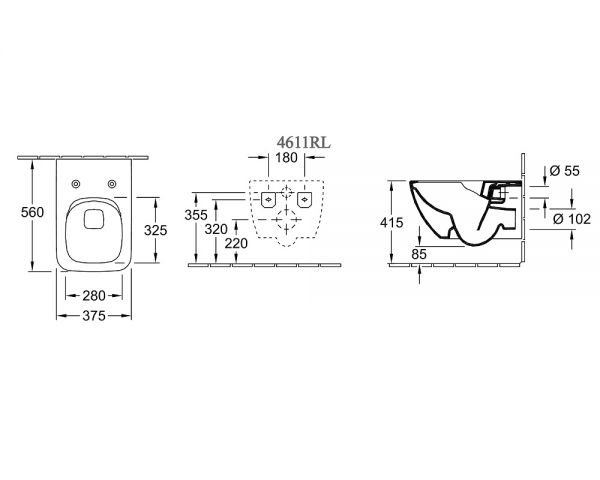 Villeroy&Boch Venticello Wand-WC mit DirectFlush, inkl. WC-Sitz SlimSeat Line, Combi-Pack