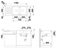 Vorschau: Blanco Lantos 8 S-IF Compact Edelstahlspüle mit Ablauffernbedienung, edelstahl bürstfinish