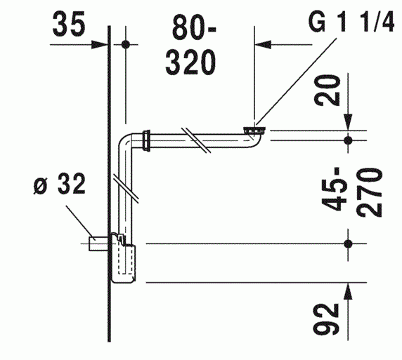 Duravit Raumsparsiphon 1 1/4