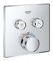 Grohe Grohtherm SmartControl Thermostat mit 2 Absperrventilen, Fertigmontageset eckig, wassersparend