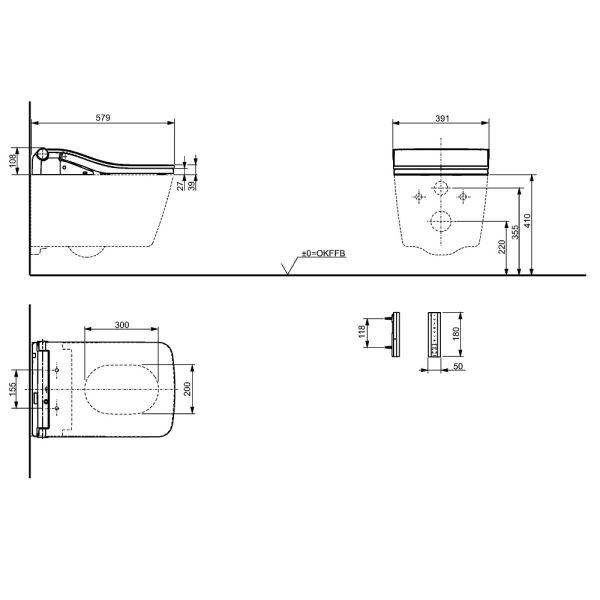 TOTO WASHLET® SW Dusch-WC Komplett-SET mit Betätigungsplatte, weiß