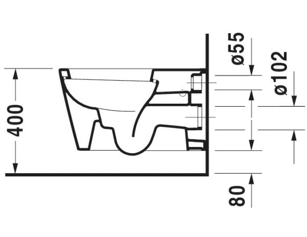 Duravit Starck 1 Wand-WC 57,5x41cm, rund, WonderGliss, Durafix, weiß