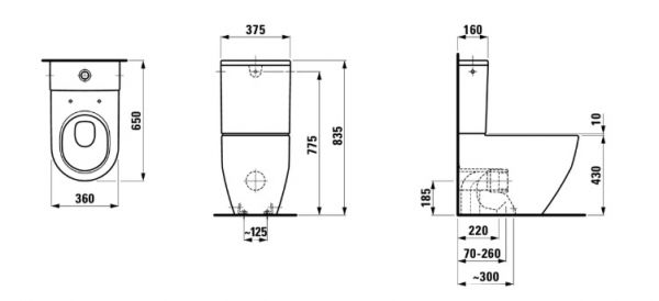 Laufen Pro Stand-WC für Spülkasten, Tiefspüler, Abgang waagerecht/senkrecht, weiß 82595.2