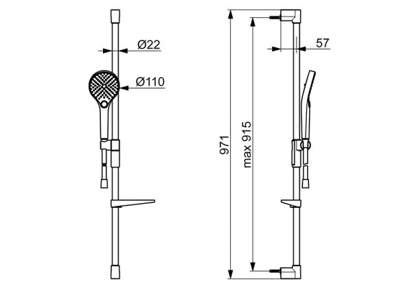 Hansa Hansaviva Wandstangen-Set 91,5cm, chrom