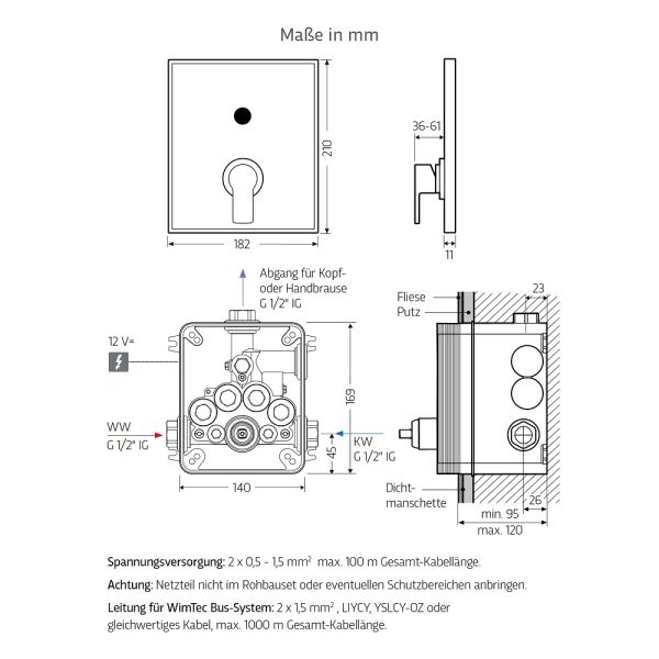 WimTec PROOF S4 HyPlus manuelle Duscharmatur 12V Netzbetrieb, weiß