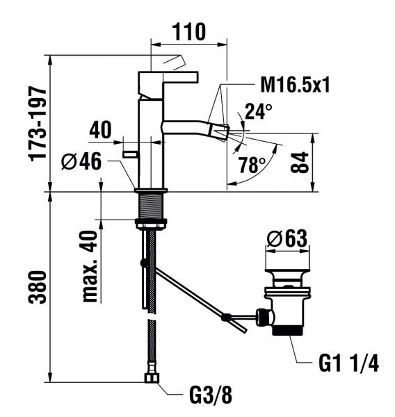 Kartell by Laufen Einhebel-Bidetmischer, mit Ablaufventil