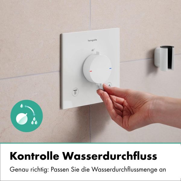 hansgrohe Ecostat Comfort E Thermostat 2 Funktionen mit Sicherungskombination, weiß matt