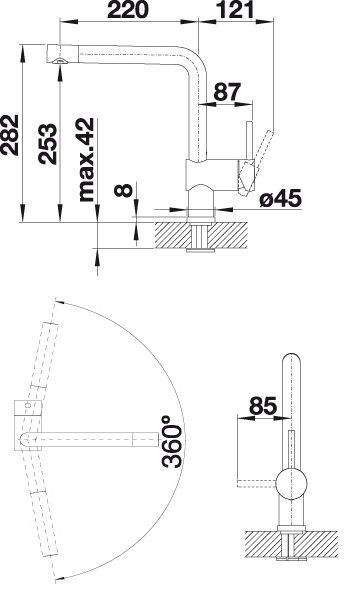 BLANCO LINUS Küchen-Einhebelmischer, PVD Steel 526241     2             