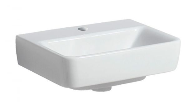 Geberit Renova Plan Handwaschbecken mit 1 Hahnloch, ohne Überlauf, 45x34cm, weiß 501625001