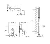 Vorschau: Grohe Eurocube Duschsystem Regendusche mit Rainshower Kopfbrause eckig, chrom