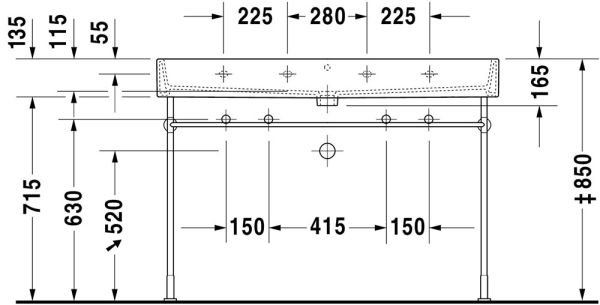 Duravit Vero Air Waschtisch 120x47cm, ohne Überlauf, mit Wondergliss, weiß 23501200721