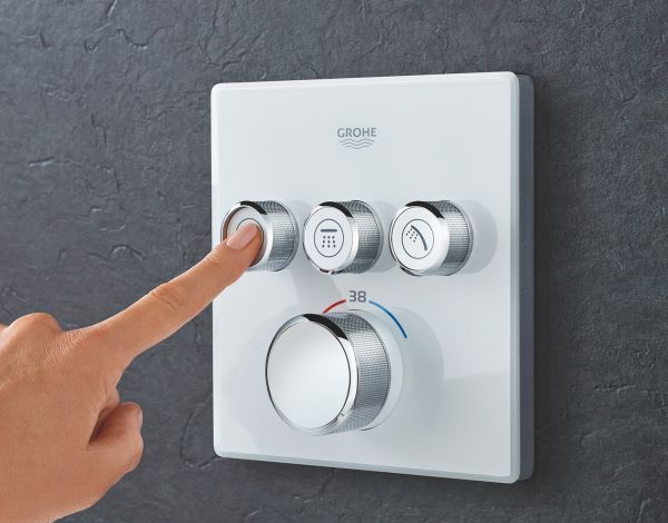 Grohe Grohtherm SmartControl Thermostat, 3 Absperrventile, eckig, chrom/moon white