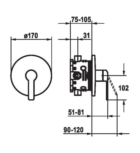 KWC DOMO 6.0 Fertigmontageset Einhebel-Duscharmatur rund, chrom
